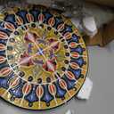 14 Inch Mosaic Patio Round Side Table with X-Straight Legs, 14" x 14" x 21.85"