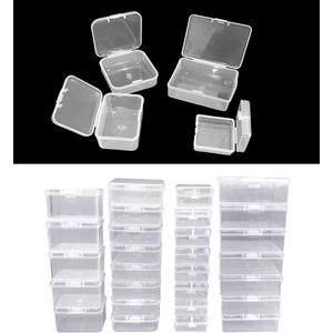 40 Pack 4 Size Small Clear Storage Box,Clear Plastic Beads Storage Containers Box with Hinged Lid for Small Items and Craft Projects