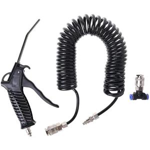 Air Blow Gun Kit Air Duster Cleaning Nozzle Blow Spray Tool Kit with 5 Meter Long Coil PU Air Hose,58mm(Black)