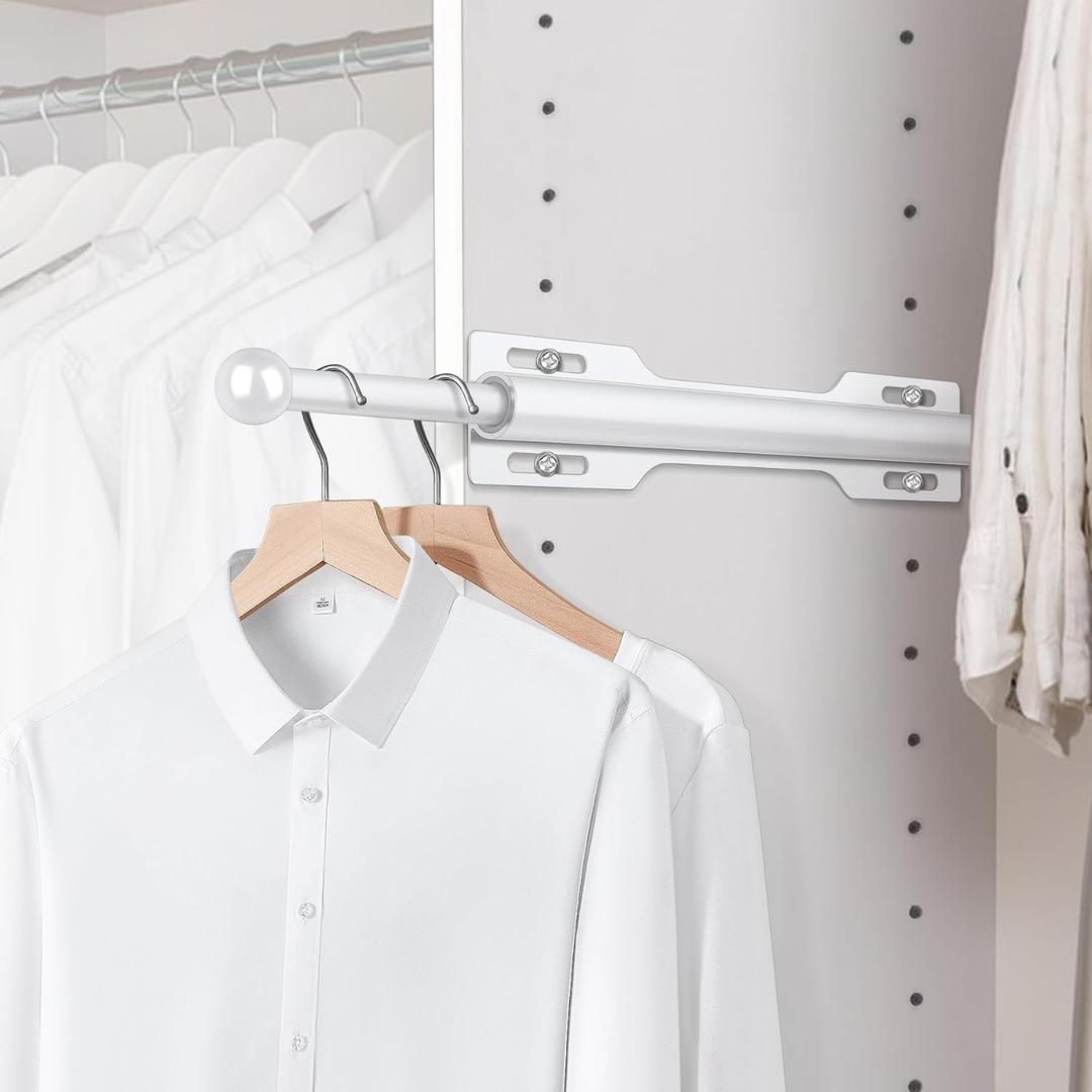 FIRJOY 12" Valet Rod for Closet Pull Out (1 Pack, White)