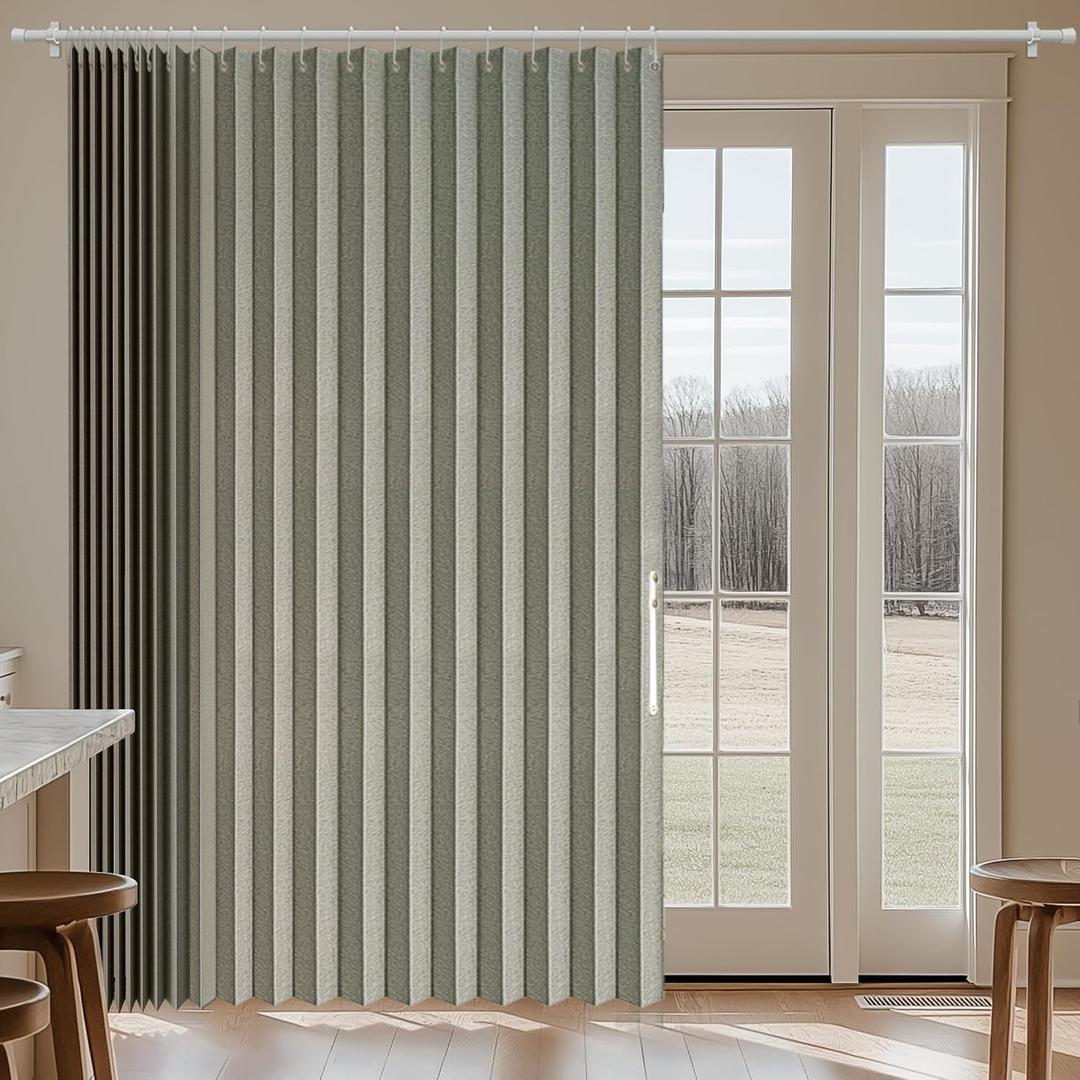 Jilron 100% Blackout Curtains Patio Door Curtain Accordion Door Sliding Door Curtains Extra Wide Blackout Curtains Used for Room Divider (Grey 98" W x 78" L)