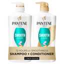 Pantene Shampoo & Conditioner Set, Smooth and Sleek - Frizz Control with Antioxidants, Nourishing for All Hair Types - Curly, Dry, Color-Treated, 52.8 Oz Total + Miracle Rescue Shot (0.5 Oz)