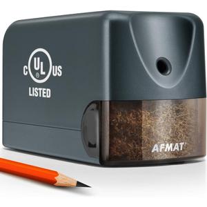 AFMAT Electric Pencil Sharpener, Heavy Duty Pencil Sharpeners for Classroom, Home, UL Listed Pencil Sharpener for 6.5-8mm No.2/Colored Pencils, 10000+ Sharpenings, Gray PS66