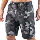 Kanu Surf Men's Barracuda Swim Trunks, 9" Inseam (Regular & Extended Sizes) (Medium, Camo Black)