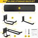 64 Inches Garage Storage, UUP Garage Organization Wall Mount Garden Tool Organizer, 620lbs Adjustable Metal Hooks, Yard Shed Rail Rack, Lawn Tool Holder for Hanging Rake Broom Mop Snowboard, Home Gift