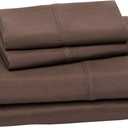 Amazon Basics Breathable Soft Microfiber 4 Piece Bed Sheet Set with 14-Inch Deep Pockets, Wrinkle Resistant, Full, Chocolate, Solid