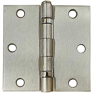 Hinge Outlet 3.5 Inch with Square Corners Ball Bearing Door Hinges, Heavy-Duty Steel, Removable Pin (Satin Nickel, 1 Pack)