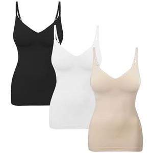EUYZOU Womens Tummy Control Shapewear Tank Tops Seamless V-Neck Compression Tank Tops Body Shaper Camisole Size L