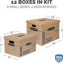 Bankers Box Classic Moving Box 12 Pack Kit, Reinforced Handles, Tape-Free Assembly, Box with Lid, 8 Small and 4 Medium Boxes (7716401)