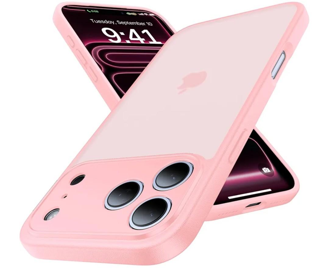 for iPhone 17 Pro Max Case, [Ribbed Non-Slip Sides] [Military-Grade Drop Protection] [Full Camera Protection] Anti-Yellow Soft-Touch Shockproof Slim Phone Case for iPhone 17 Pro Max, Pink