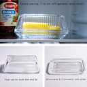 Reversible Glass Butter Dish with Lid, Modern Wide Covered Clear Crystal Butter Dish for Countertop & Refrigerator