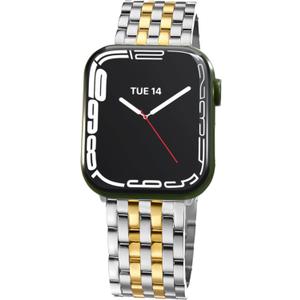 Seven-link Watch Band for Apple Watch Series 3, 2, 1 for Women, Dressy Stainless Steel Metal Band for Apple Watch 42mm 44mm 45mm 46mm for iWatch (Silver and Gold)