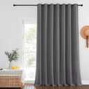 NICETOWN Sliding Glass Door Curtain Extra Long 132 inches Long, Grommet Thermal Insulated Blackout Patio Door Curtain Room Divider for Bedroom/Pergola, Gray, W100 x L132, 1 Panel (Grey)