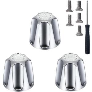 Shower Knobs 3 Piece Replacement,Compatible with Price/Pfister Verve Tub Shower Knob Replacement,Bathtub Faucet Handles Remodel Trim Kit,Faucet Handle Chrome,Include 3 Shower Knobs 5 Screws and Wrench