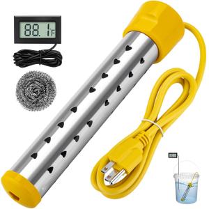 Portable Water Heaters, 1500W Immersion Water Heater Electric with Digital LCD Thermometer, Bucket Heater with 304 SS Guard Fast Heating in Minutes Suitable for Bucket Bathtubs and Basin