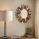 Honiway Boho Wall Decor 12 inch Decorative Mirror with Rustic Wood Sunburst Frame, Perfect for Bedroom, Living Room, Bathroom, Kitchen