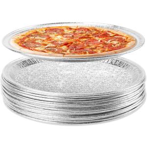 Jenatripom 25 Pack Serving Platters, 12” Disposable Aluminium Foil Serving Trays for Party & Buffet, Silver Embossed Foil Serving Dishes/Plates for Vegetable, Fruit, Cake, Cookies