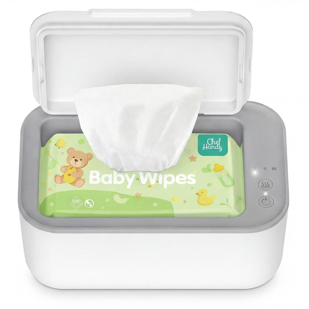 Chefhandy Baby Wipe Warmer, 3-Level Temperature Control, Silent & Even Heating, Large Capacity Wipes Dispenser for Babies & Adults, White