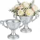2 Pcs Urn Flower Vase for Centerpieces 10.7" w x 7.1" h Vintage Iron Flower Vase Decorative Compote Pedestal Antique Urn Flowers Pot for Wedding Centerpieces Home Floral Arrangement