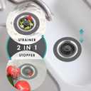 3 in 1 Kitchen Sink Stopper and Strainer Combo, Pop Up Stainless Steel Kitchen Drain Strainer, Anti-Clogging Sink Strainer Basket with Handle for Standard 3-1/2 inch Drain, 1Pack