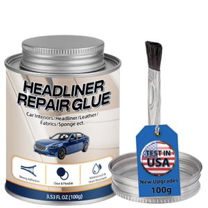 Car Headliner Glue, Upholstery Adhesive, Strong Automotive Interior Glue with Brush, Transparent Repair, Suitable for Fabric and Leather, 3.53OZ