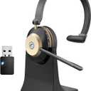 Bluetooth headset, Wireless Headset with Mic for Work, Advanced AI Noise Cancelling Microphone (Clear Calls & Mic Mute), Bluetooth 5.3, USB Dongle, Headphones with Mic, for PC/Zoom/Office/Computer