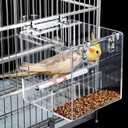 No Mess Bird Feeder for Cage, Automatic Acrylic No Spill Bird Feeder Cage for Parakeet Parrot Cockatiels Cockatiels Lorikeet Lovebirds Seeds (Small)