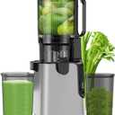Juicer Machines with 5.8" Extra Large Feed Chute, Cold Press Juicer Fit Whole Vegetables and Fruits, 350W Professional Masticating Juicer Easy to Clean for Batch Juicing (Silver)