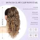 Claw Clip Ponytail Extension - 18 Inch Curly Ponytail Extension, Wavy Pony Tails Hair Extensions, Synthetic Hair Extensions Ponytail, Clip On Ponytails for Women (Color: Ash Blonde with Blonde Ends)
