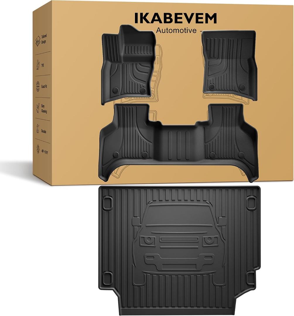 Floor Mats & Cargo Liner Fit for Land Rover/Range Rover 2020-2025 2026 Defender 110 (Only 4 Doors 5 Seat) - Custom Fit TPE All Weather Floor Liners Full Set, Black