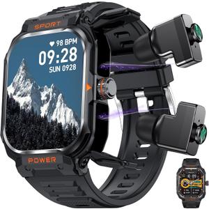 ZJX Smart Watch with Earbuds,2.01" HD Touch Screen Headset Sports Smart Watch for Man Women for iPhone Android,Bluetooth Fitness Tracker Smartwatch, Message Notification, Answer, Dial Calls