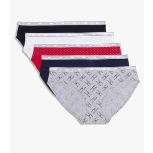 Tommy Hilfiger Womens Classic Cotton Bikini Underwear With Logo Waistband 5-pack, Medium 