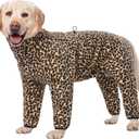 Dog Winter Coat for Large Medium Small Dogs, Warm Fleece High Collar Full Body Dog Jumpsuit Comfortable Onesie Apparel (Leopard, 2X-Large) (2XL(Reference Weight 23-33 lbs))
