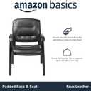 Amazon Basics Classic Faux Leather Office Desk Chair with Armrests, Metal Frame, Black, 27.4D x 23.6W x 35.8H in