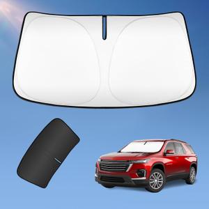 Sun Shade Sunshade for Chevrolet Traverse 2018-2024 2025 Windshield Cover, 2-Layers Sun Shield 240T Silver Sun Visor for Chevry Traverse LS, LT, RS, Redline, Premier SUV Car Accessories