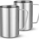 2 Pcs 16.9oz/500ml Stainless Steel Mug, Camping Mug, Double Wall Vacuum Insulated Mug, Suitable for Coffee, Milk,Juice,Tea and other Cold or Hot Drinks