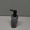 12 oz Glass Soap Dispenser with Vertical Stripe with Black Plastic Rustproof Pump, Small Refillable Soap Dispenser for Kitchen and Bathroom (Grey) (Gray)