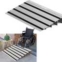 4"H x 34"L Door Threshold Ramp with Fixable Screws, Stable Portable Aluminum Ramp for Wheelchairs, Walkers, Scooters, and Power Chairs
