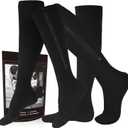 cerpite Zipper Compression Socks, 2 Pairs 15-20 mmHg Closed Toe Compression Stockings for Men Women (4X-Large, Black)