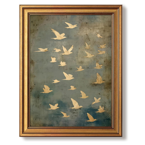 Vintage Gold Framed Wall Art Flying Bird Pictures Wall Decor 12x16 Inch | Modern Abstract Landscape Paintings, Nature Canvas Prints, Minimalist Artwork for Bedroom Living Room Bathroom Hallway