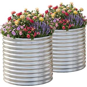 AHEONLAR 2 Pack 3x3x3ft Round Galvanized Raised Garden Bed Outdoor Metal Planter Bed Box for Vegetables Gardening