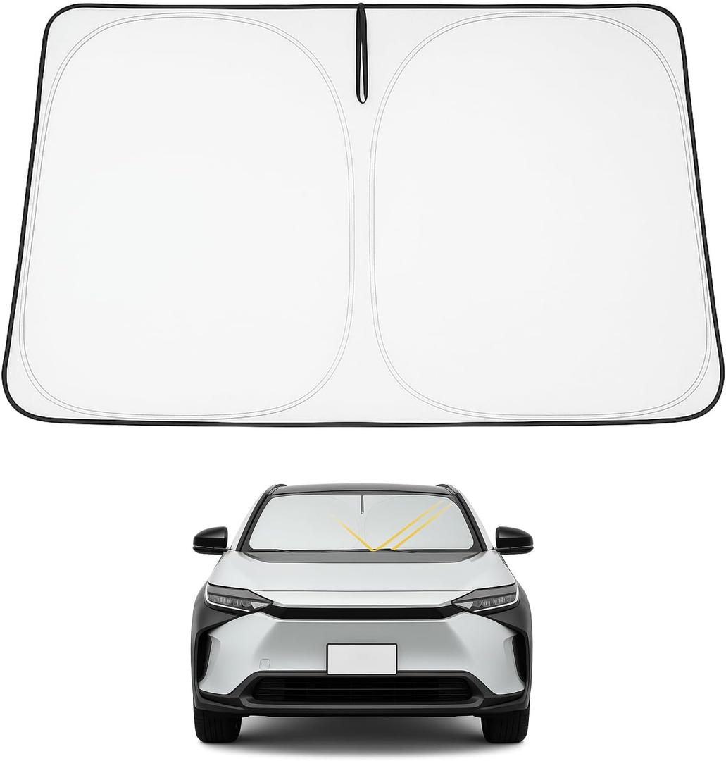 Proadsy 2026 Upgrade Windshield Sun Shade Custom Fit Toyota bZ4X 2023-2026 4-Layer Foldable Front Sunshade Protector Sun Visor Blocks UV Rays Keep Car Cooler
