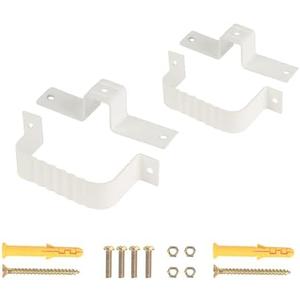 2PCS Gutter Downspout Strap 2" X 3" Aluminum Alloy Gutter Straps with Brackets 2 X 3, White, Set of 2