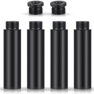 Weewooday 4 Pieces Mic Stand Extension Tube 5/8 Inch Microphone Extension Pipe Aluminium Alloy Stand Extenders Screw Boom Tubes with 2 Metal Adapters(Black)