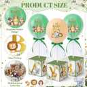 6 Set Jungle Safari Tulle Tutu Balloon with Letter Boxes Baby Shower Table Centerpieces for Gender Reveal Balloons Tulle Cover with Stand Elephant Themed Baby Shower Birthday Party(Green)