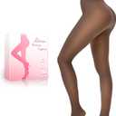 HONGTEYA 1 Pair Fleece Lined Tights Women - Warm Sheer Pantyhose Fake Translucent Tights Winter Thermal Leggings (US, Alpha, Medium, Fake Translucent Black+Coffee)