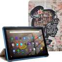 Slimshell Case for Amazon Fire HD 10 Tablet (7th and 9th Generation, 2017/2019 Release), Lightweight PU Leather Stand Protective Cover with Auto Sleep Wake, Book Lovers