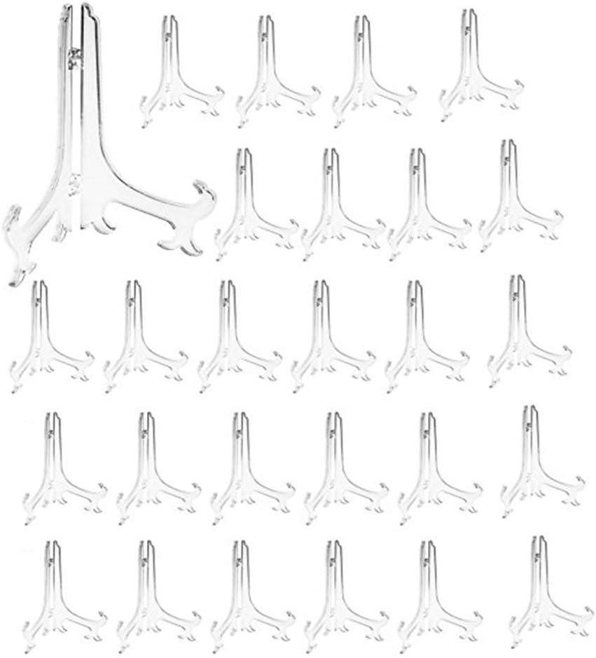 Artliving 3" Clear Plastic Stand Cookie Holder Display Stand Place Card Holder Display Easels at Weddings, Birthday Party(24 Pack)
