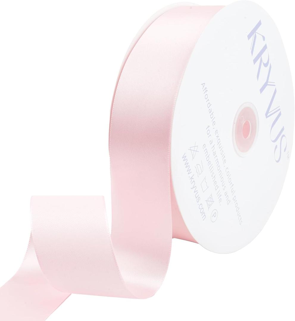 Baby Pink Satin Ribbon 1-1/2 inch X Continuous 100 Yards, Single Face Polyester Ribbon Perfect for Gift Wrapping, Flower Bouquet, Valentines Day Decor, Wedding Decor, Crafts, Bow Making, Sewing