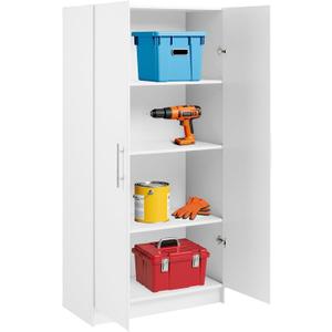 Prepac Elite Tall Garage Storage Cabinet & Pantry Storage Cupboard, 2-Door Freestanding Bathroom or Pantry Cabinet with Adjustable Shelves, 16" D x 32" W x 65" H, White